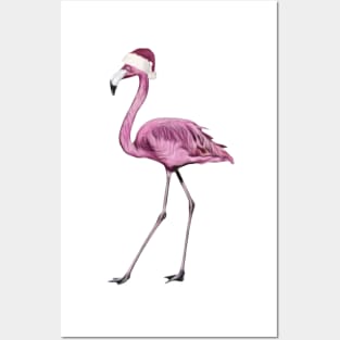 Flamingo Christmas Bird Design Posters and Art